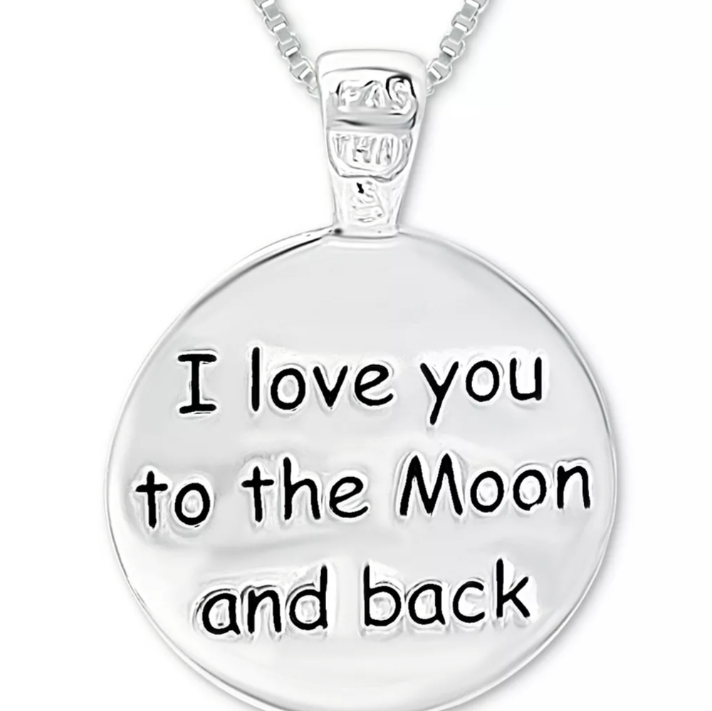 Giani Bernini "I Love You to the Moon & Back" Message Disc Pendant SS …
